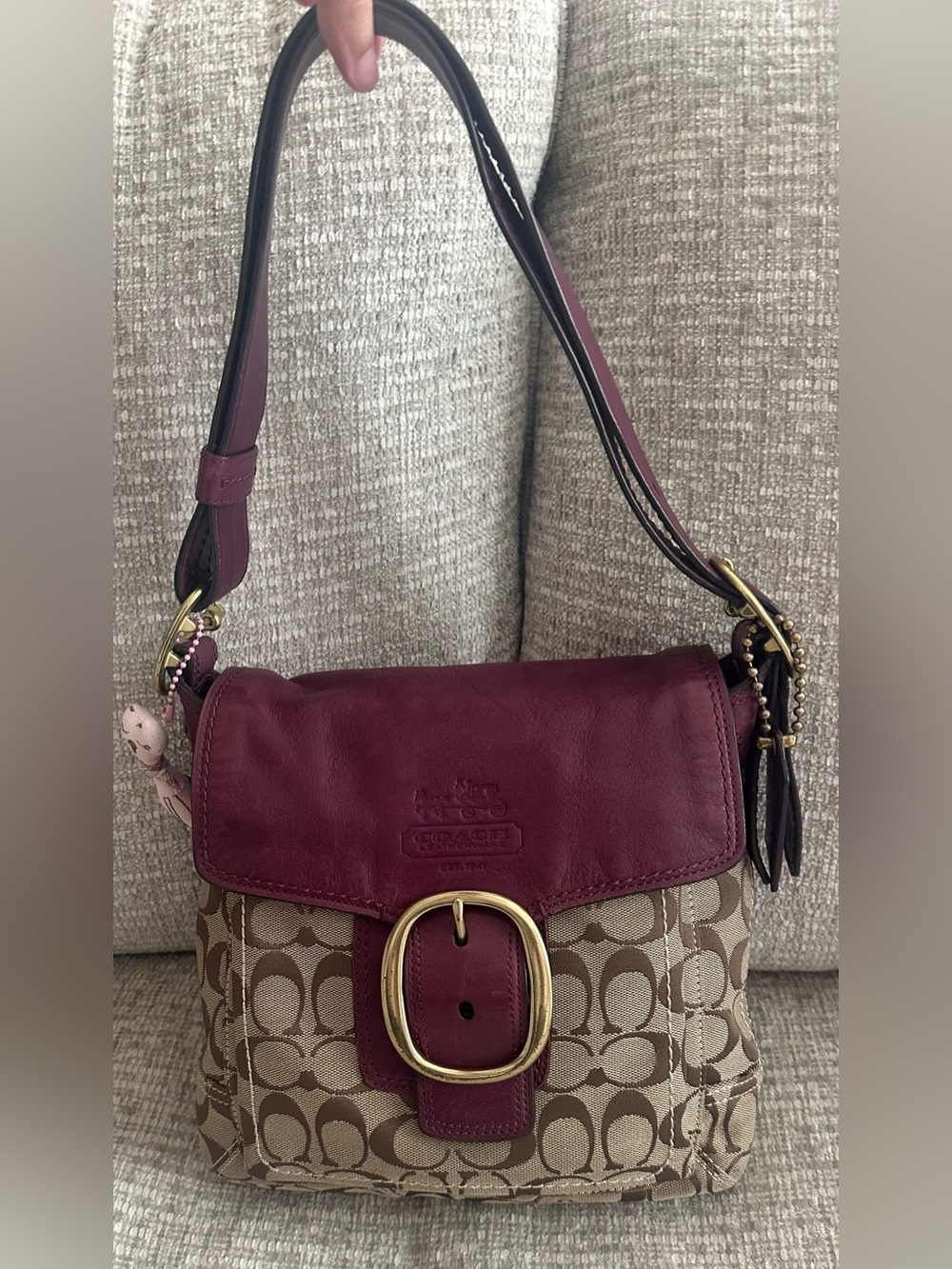 Coach Bleecker Signature Buckle Shoulder Bag 12392 Plum
